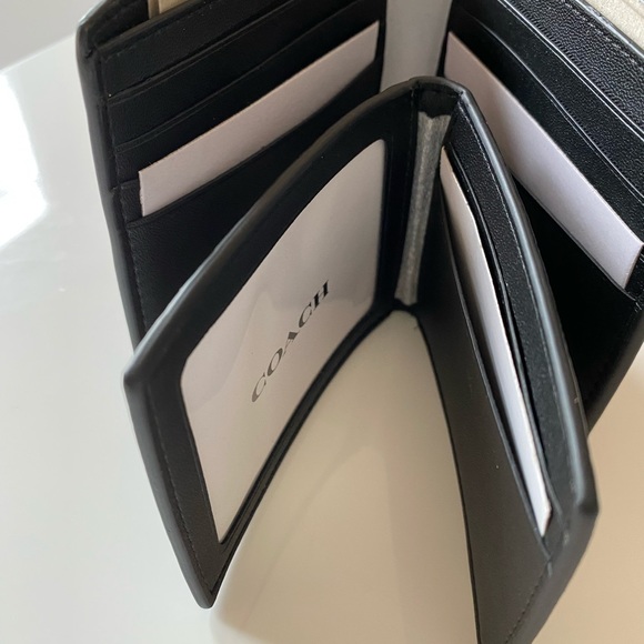 NWT Coach Window Pane Plaid Men’s Wallet Navy/Multi - Picture 4 of 9